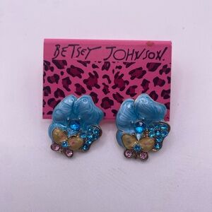 Vintage Betsey Johnson Flower Butterfly Earrings